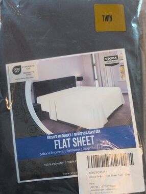 Utopia Bedding Twin Flat Sheet — Grey Brushed Microfiber